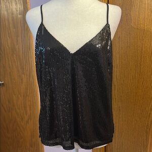 A New Day Black Sequin Camisole Top size small.